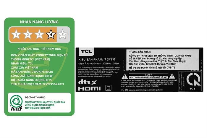 Google Tivi QLED TCL AI 4K 75 inch 75P7K